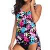 image:imageYonique Womens Blouson Tankini Swim Top Loose Fit Strappy Bathing Suit  Removable cups for custom shaping Tummy Control SwimwearColorful Flower