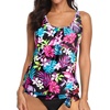image:imageYonique Womens Blouson Tankini Swim Top Loose Fit Strappy Bathing Suit  Removable cups for custom shaping Tummy Control SwimwearColorful Flower