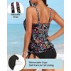 image:imageYonique Womens Blouson Tankini Swim Top Loose Fit Strappy Bathing Suit  Removable cups for custom shaping Tummy Control SwimwearColorful Paisley