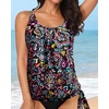 image:imageYonique Womens Blouson Tankini Swim Top Loose Fit Strappy Bathing Suit  Removable cups for custom shaping Tummy Control SwimwearColorful Paisley