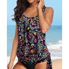 image:imageYonique Womens Blouson Tankini Swim Top Loose Fit Strappy Bathing Suit  Removable cups for custom shaping Tummy Control SwimwearColorful Paisley