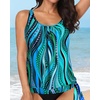 image:imageYonique Womens Blouson Tankini Swim Top Loose Fit Strappy Bathing Suit  Removable cups for custom shaping Tummy Control SwimwearGreen Wavy Pattern