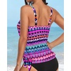 image:imageYonique Womens Blouson Tankini Swim Top Loose Fit Strappy Bathing Suit  Removable cups for custom shaping Tummy Control SwimwearPink Tribal
