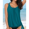 image:imageYonique Womens Blouson Tankini Swim Top Loose Fit Strappy Bathing Suit  Removable cups for custom shaping Tummy Control SwimwearTeal