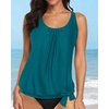 image:imageYonique Womens Blouson Tankini Swim Top Loose Fit Strappy Bathing Suit  Removable cups for custom shaping Tummy Control SwimwearTeal