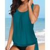 image:imageYonique Womens Blouson Tankini Swim Top Loose Fit Strappy Bathing Suit  Removable cups for custom shaping Tummy Control SwimwearTeal