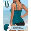 image:imageYonique Womens Blouson Tankini Swim Top Loose Fit Strappy Bathing Suit  Removable cups for custom shaping Tummy Control SwimwearTeal