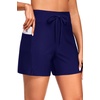image:imageYonique Womens Swim Shorts Bathing Suits Bottoms Swimsuit BottomsAvailable in PlusWith Pockets Navy Blue