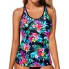 image:imageWomens Tankini Top Only Athletic Swim Top Modest Tankini Swimsuit No Bottom  V Neck Adjustable Strap Cross Geometric Straps Removable cup Loose fit Full LiningMulti Floral