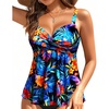 image:imageWomens Underwire Tankini Top Only Push Up Flowy Swimsuit Top No Bottom  Builtin Bra Tummy Control Unremovable Cups Adjustable Straps Stretch FabricColorful Floral