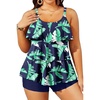 Blue & Green Leaf Tankini