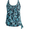 image:imageYonique Womens Blouson Tankini Swim Top Loose Fit Strappy Bathing Suit  Removable cups for custom shaping Tummy Control SwimwearBlue Paisley Print