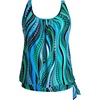 image:imageYonique Womens Blouson Tankini Swim Top Loose Fit Strappy Bathing Suit  Removable cups for custom shaping Tummy Control SwimwearGreen Wavy Pattern