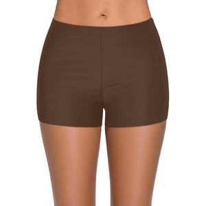 image:imageSwim Shorts Tankini Bottoms Mid Waist Swimsuit Bottoms Available in Plus  Elastic Band For Flat Stomach Boyleg Hem For AntiChafing Flat Seams To Avoid Rubbing Active Design For Pool AerobicsBrown