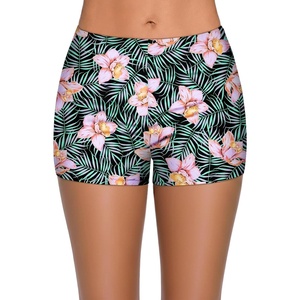image:imageSwim Shorts Tankini Bottoms Mid Waist Swimsuit Bottoms Available in Plus  Elastic Band For Flat Stomach Boyleg Hem For AntiChafing Flat Seams To Avoid Rubbing Active Design For Pool AerobicsBlack Flower