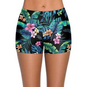 image:imageSwim Shorts Tankini Bottoms Mid Waist Swimsuit Bottoms Available in Plus  Elastic Band For Flat Stomach Boyleg Hem For AntiChafing Flat Seams To Avoid Rubbing Active Design For Pool AerobicsTropic Leaves