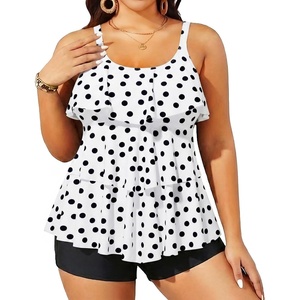 image:imageYonique Plus Size Tankini Swimsuits for Women Two Piece Ruffle Swimsuit  High Waist Shorts 3Layer Ruffle Removable Cups Adjustable StrapsWhite