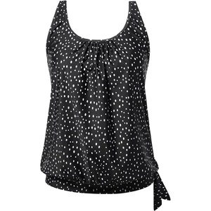 image:imageYonique Womens Blouson Tankini Swim Top Loose Fit Strappy Bathing Suit  Removable cups for custom shaping Tummy Control SwimwearBlack Dot