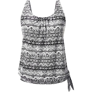 image:imageYonique Womens Blouson Tankini Swim Top Loose Fit Strappy Bathing Suit  Removable cups for custom shaping Tummy Control SwimwearBlack Tribal