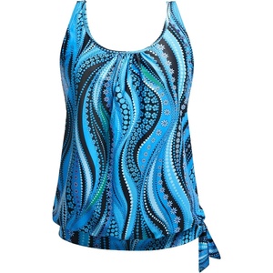 image:imageYonique Womens Blouson Tankini Swim Top Loose Fit Strappy Bathing Suit  Removable cups for custom shaping Tummy Control SwimwearBlue Ripples