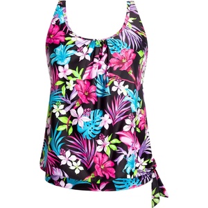 image:imageYonique Womens Blouson Tankini Swim Top Loose Fit Strappy Bathing Suit  Removable cups for custom shaping Tummy Control SwimwearColorful Flower
