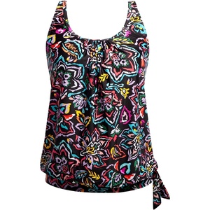 image:imageYonique Womens Blouson Tankini Swim Top Loose Fit Strappy Bathing Suit  Removable cups for custom shaping Tummy Control SwimwearColorful Paisley