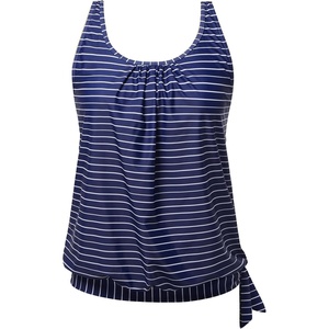 image:imageYonique Womens Blouson Tankini Swim Top Loose Fit Strappy Bathing Suit  Removable cups for custom shaping Tummy Control SwimwearNavy Striped