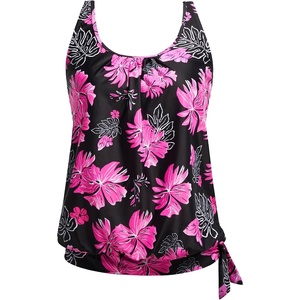 image:imageYonique Womens Blouson Tankini Swim Top Loose Fit Strappy Bathing Suit  Removable cups for custom shaping Tummy Control SwimwearPink Floral