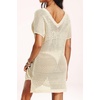 image:imagePlus Size Swimsuit Cover Up Crochet Bathing Suit Short Sleeve Beach Dress  Side slits for fluid movement stylish knit patterns soft skinfriendly acrylic fabricBeige